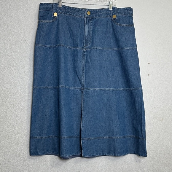 Tanya Taylor Hudie Denim Midi Jean Skirt Plus Size 20 Medium Indigo Blue NWT - Picture 2 of 13